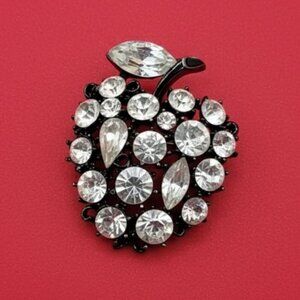 ✨ Sparkling Vintage Lisner Crystal Apple Brooch - Teacher Gift! ✨